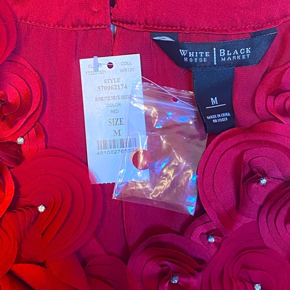 White House Black Market Rosette neck Shell blouse - Picture 3 of 5